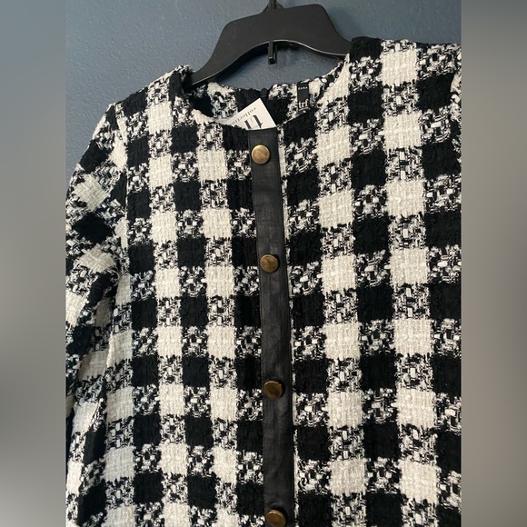 ZARA houndstooth black and white long sleeve knit dress medium new with tag pick - Picture 3 of 8